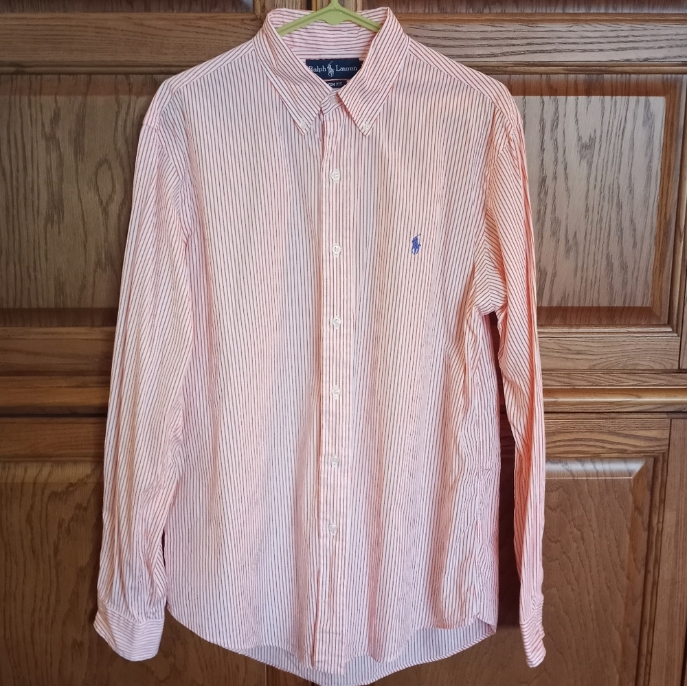 Ralph Lauren Mens Stripped Button Up Dress Shirt